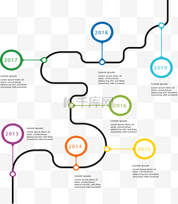 时间轴图片_彩色时间轴图表弯道