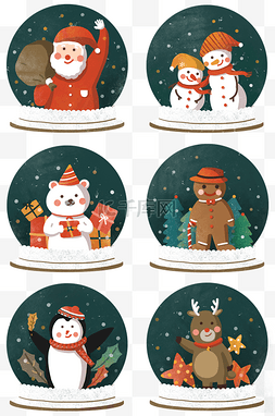 圣诞节下雪雪人图片_圣诞节圣诞老人雪人熊姜饼人企鹅