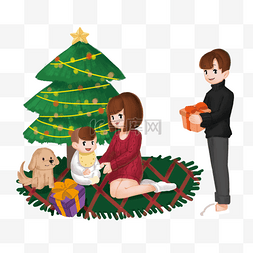 圣诞节海报简约图片_圣诞节家庭温馨主题卡通