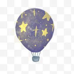 飞翔气球图片_水彩风星星梦幻星星图案热气球