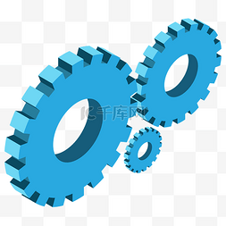 蓝色科技商务素材图片_蓝色立体齿轮旋转元素