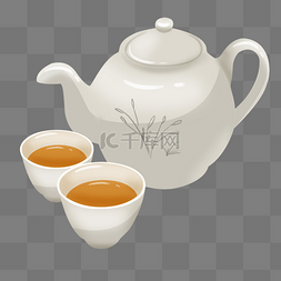 茶滤茶具图片_传统的白瓷茶壶和茶杯