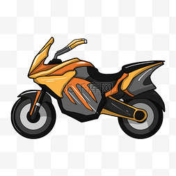 手绘黄色摩托车插画