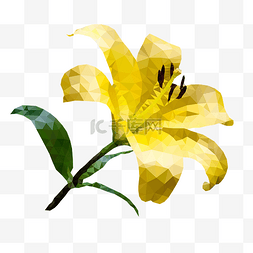 低像素图片_lowpoly低多边形黄色的百合素材