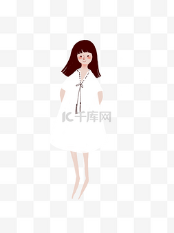 白色韩式衣裙女孩元素