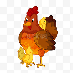 母亲节图片_母鸡和小鸡矢量素材