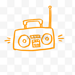 收音机线条图片_卡通橙色线条收音机