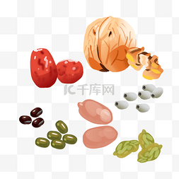 绿豆糕字图片_腊八节杂粮干果插画