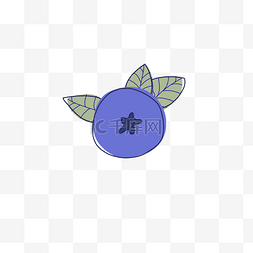 蓝色卡通一颗蓝莓水果