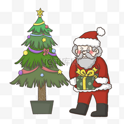可爱冬装图片_圣诞树和圣诞老人PNG
