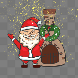 圣诞节火炉图片_圣诞卡通手绘圣诞老人号火炉