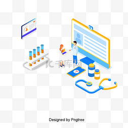 医院实验图片_2.5D卡通科学医学实验装饰元素