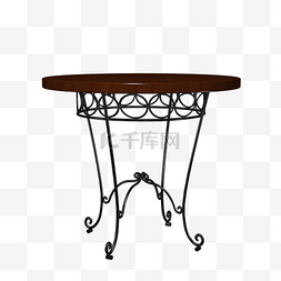 木艺餐桌图片_黑色铁艺实木餐桌