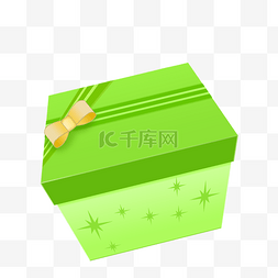 蝴蝶结绿色图片_绿色方形礼盒插画