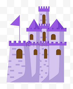 卡通梦幻王国图片_紫色城堡建筑插画