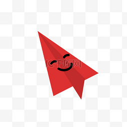 纸飞机抠图图片_手绘红色微笑创意纸飞机
