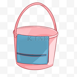 卡通塑料桶图片_手绘清洁工具粉色水桶插画
