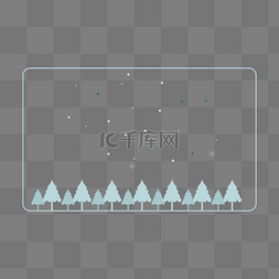 圣诞节下雪边框图片_卡通松树蓝色边框