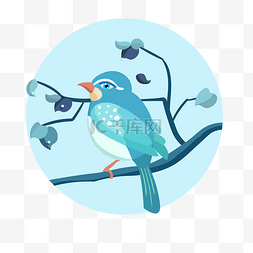 寒露时节素材图片_二十四节气寒露蓝色系鸟动物PNG图