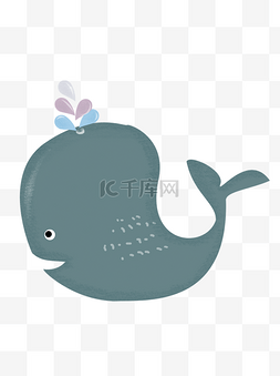 鲸鱼喷水卡通图片_喷着彩色水珠的卡通鲸鱼