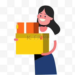 人物礼物盒图片_商场购物节购物礼物盒人物插画
