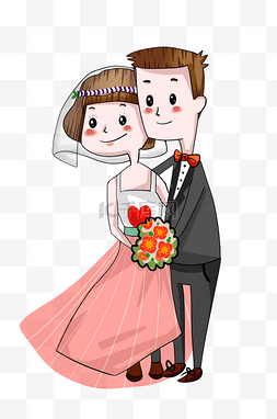 结婚婚庆婚礼人物图片_手绘婚庆新郎新娘人物插画