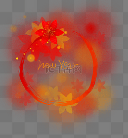 中式传统花框图片_新年元宵节墨迹红色新年文字框