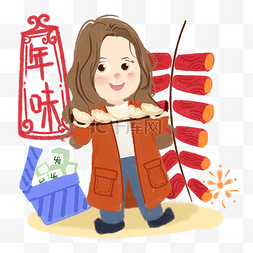 春节少女包饺子