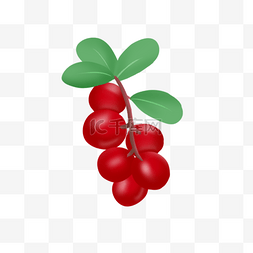水彩卡通水果图片_手绘蔓越莓红色可爱水果串