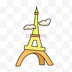 矢量卡通手绘法国巴黎铁塔