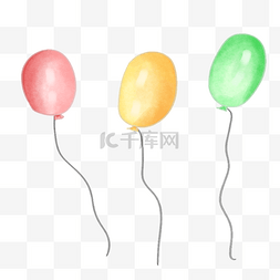 飘起的气球图片_手绘水彩气球