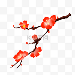 花树枝卡通图片_梅花花朵树枝矢量插画