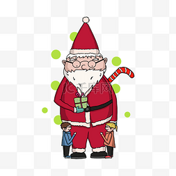 手绘圣诞节人物图片_圣诞节人物插画景袜子铃铛麋鹿圣