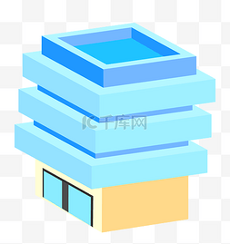 2.5D特色蓝色建筑