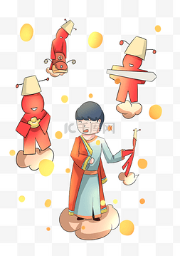 新年快乐财神爷图片_创意新年快乐财神爷插画