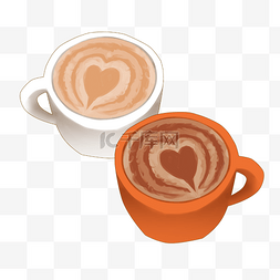 手绘装饰插画咖啡图片_情人节爱心咖啡插画