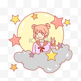 浅粉色月亮少女