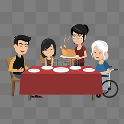 家庭吃饭卡通图片_温馨的一家人矢量素材