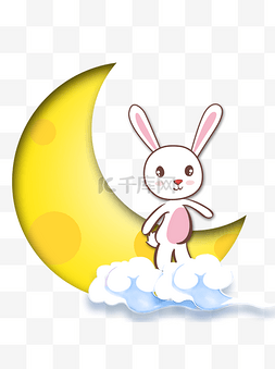 中秋节快乐可爱图片_中秋佳节赏月可爱兔子素材