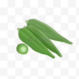 可爱漫画装饰图片_新鲜绿色蔬菜秋葵