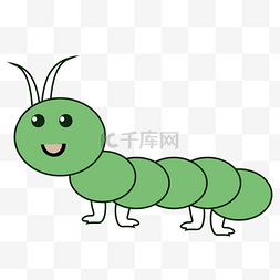 卡通可爱的虫子图片_手绘绿色的毛毛虫