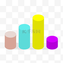 彩色圆柱图表立体插画