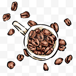 装满咖啡豆的茶杯插画
