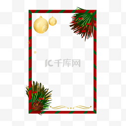 简洁信纸图片_圣诞简约边框球红配绿贺卡祝福边