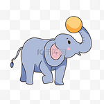 卡通动物大象玩球