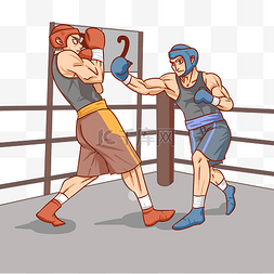 展架海报素材图片_拳击运动主题手绘人物插画