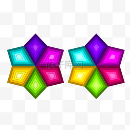 六角星几何图片_矢量彩虹六芒星六角星装饰