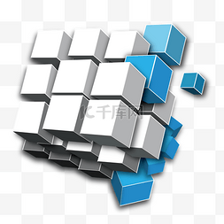蓝色方块科技图片_炫酷立体几何图形
