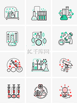 显微镜化学实验打针医疗设备科学科技图标