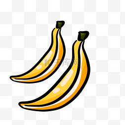 乳白素材图片_手绘线性水果两只香蕉